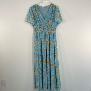 Baltic Born Birdie Blue Floral Maxi Dress Sz XL